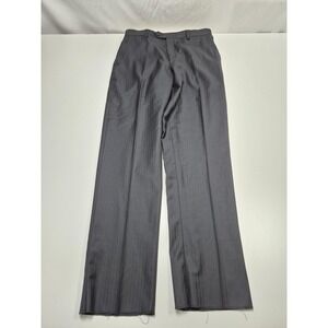 Zanieri Pants Mens 34x34 Gray Striped Dress Unhemmed Made In Italy Flat Front